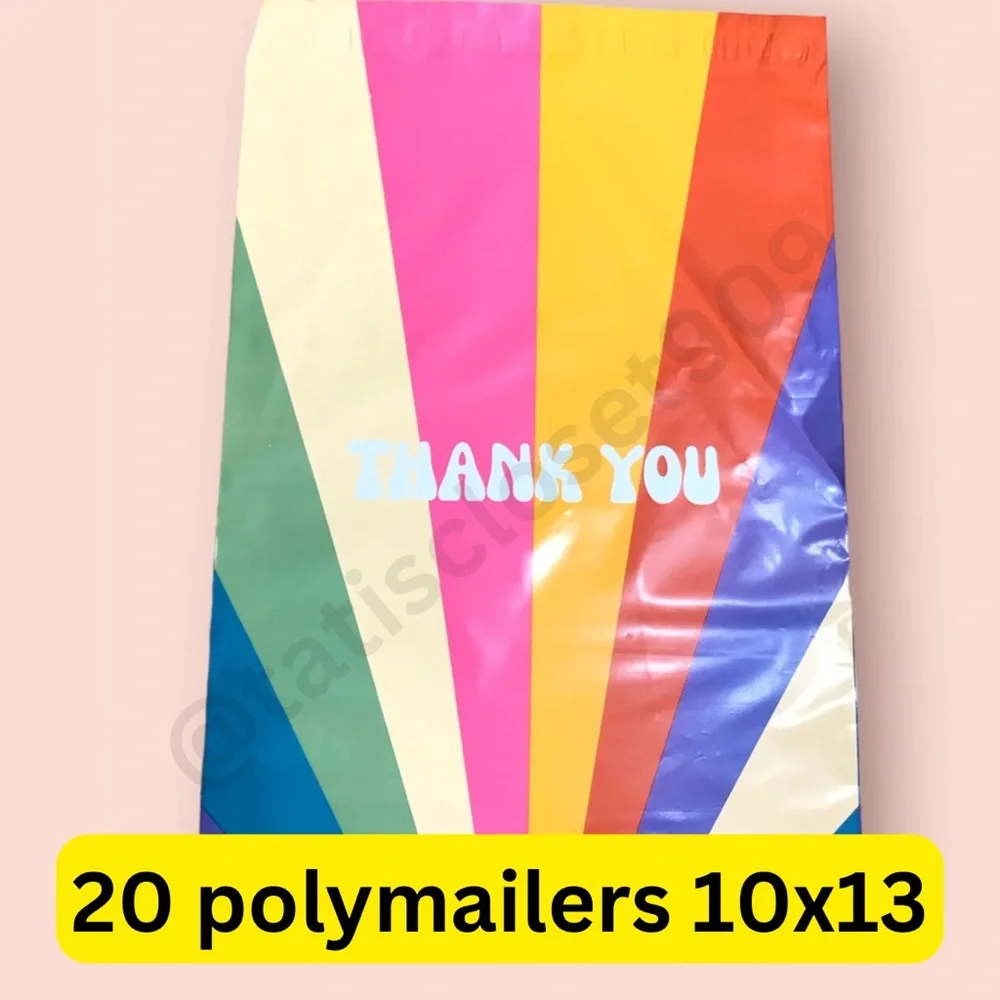 20 polymailers thank you rainbow design size 10x13